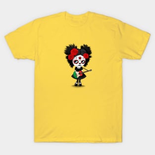 Sugar Skull Girl Playing Italian Flag Guitar T-Shirt